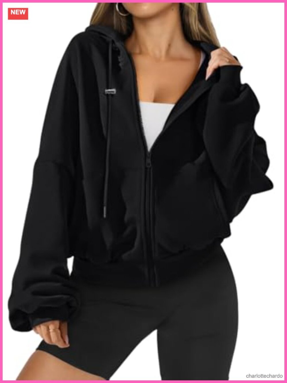 Oversized Zip Up Hoodie Cotton Polyester Fleece Workout Sweatshirt